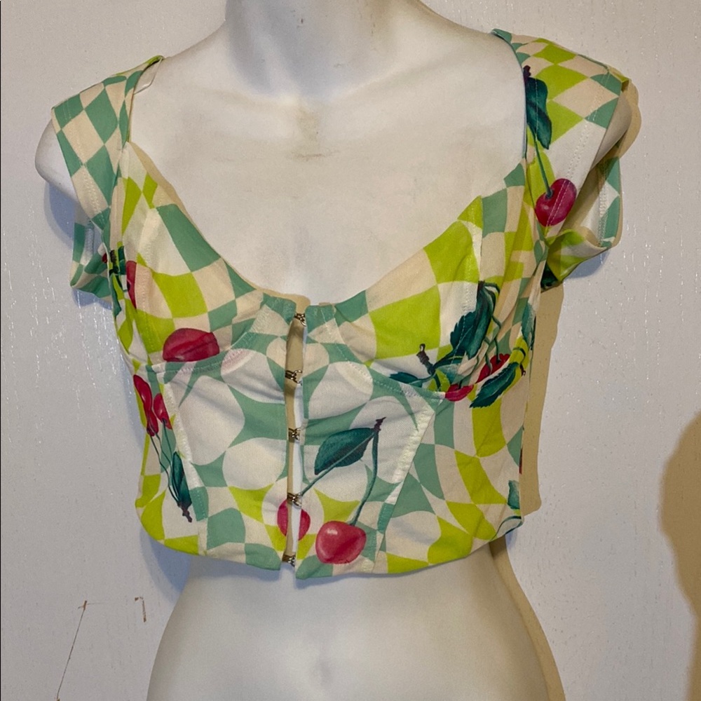 Revolve tops size small color  mint and cherry Afrm corset